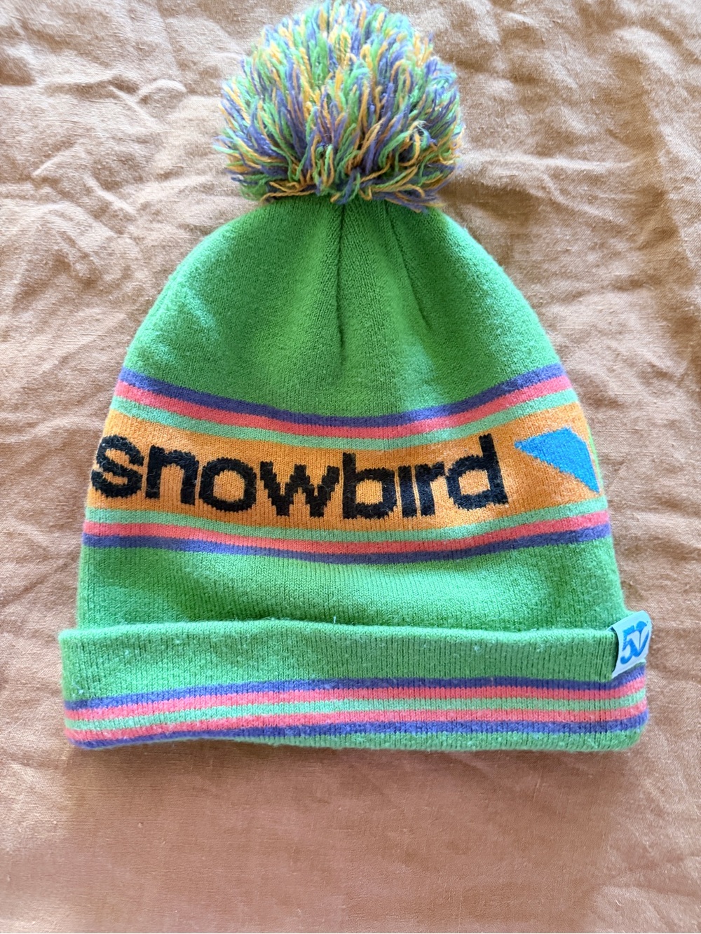 Snowbird Ski Resort Green Pom Beanie Hat